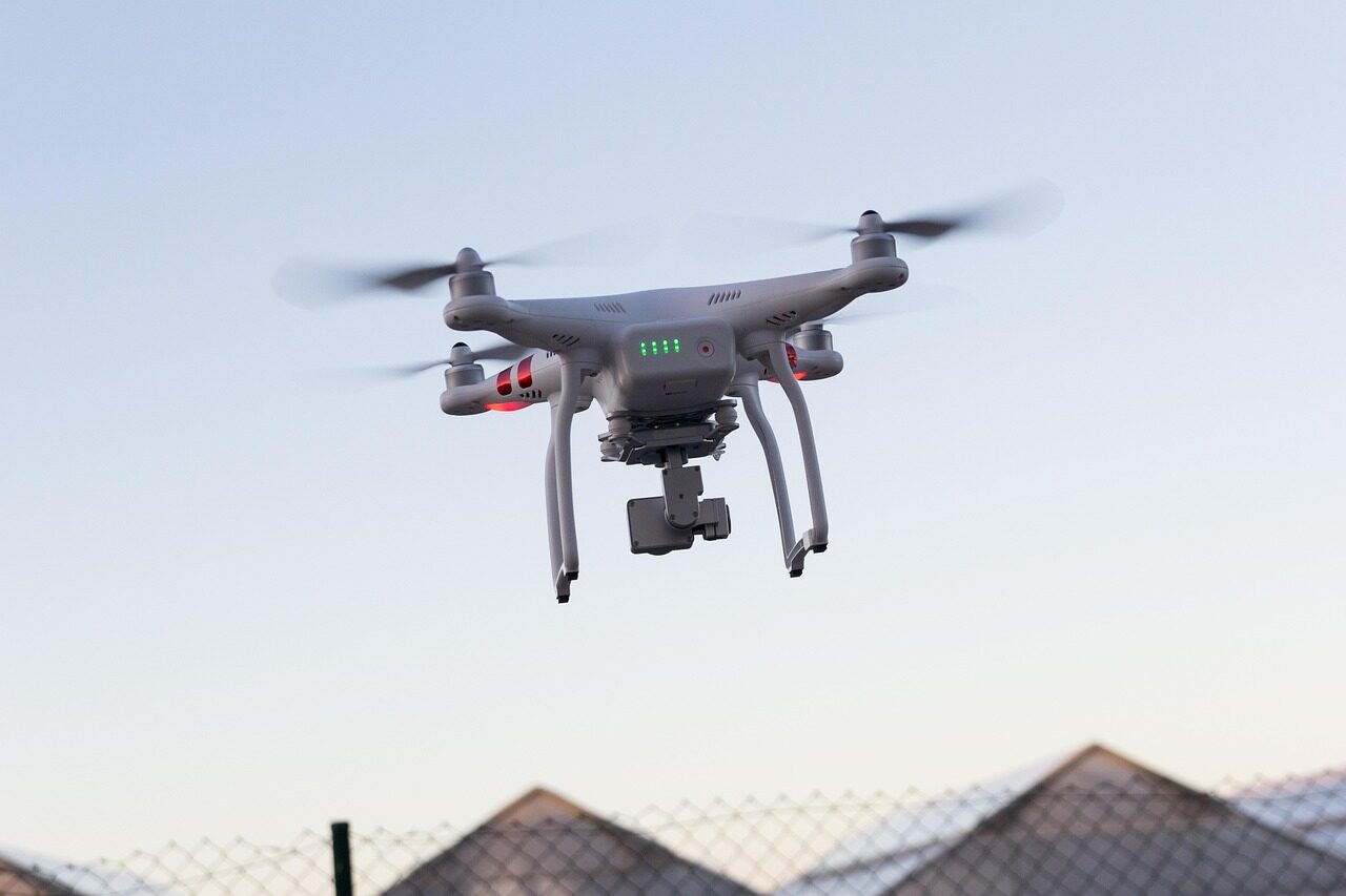 Drone in surveillance flight